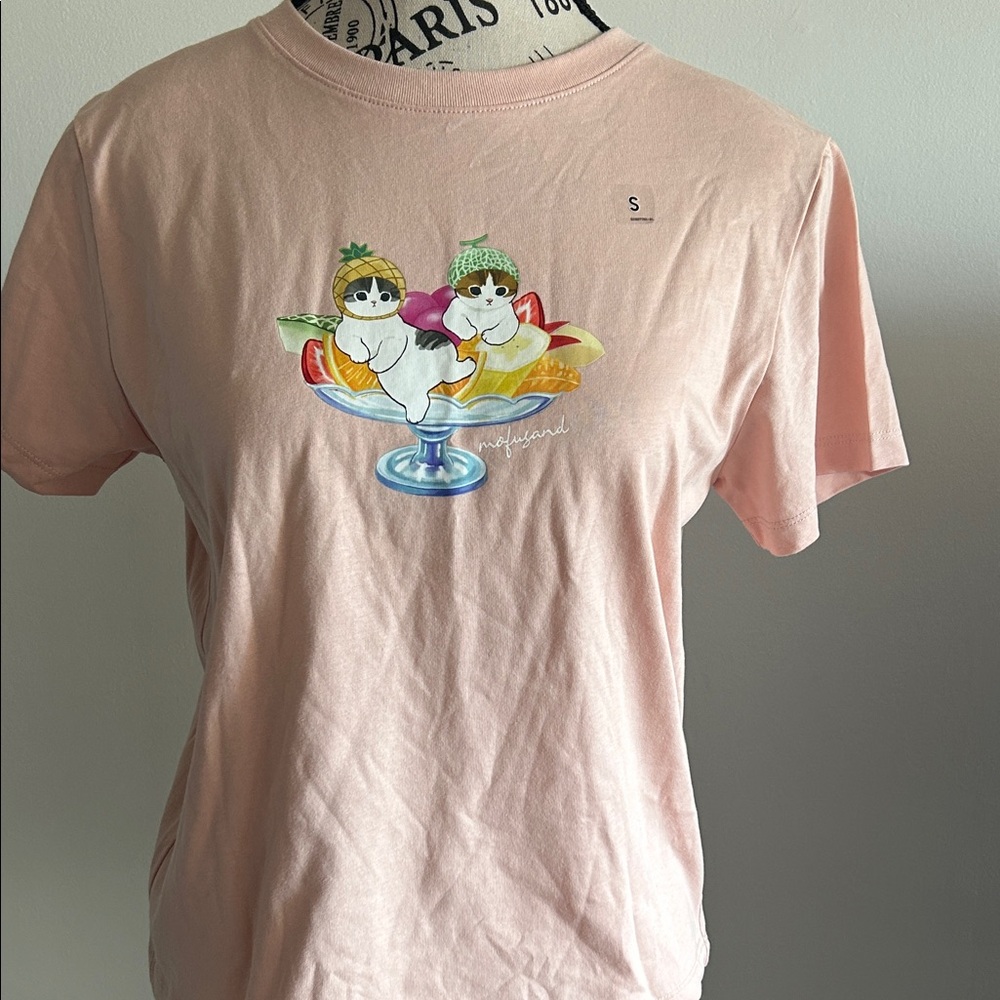Uniqlo Light Pink Short Sleeve Tee with Sundae Graphic
